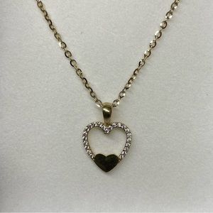 10K gold CZ heart pendant with 20” rolo chain.